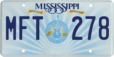 MS license plate MFT278