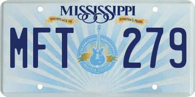 MS license plate MFT279