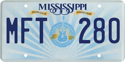 MS license plate MFT280