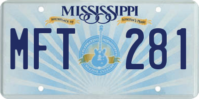 MS license plate MFT281