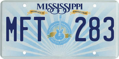 MS license plate MFT283