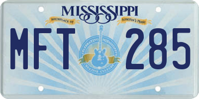 MS license plate MFT285
