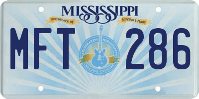 MS license plate MFT286