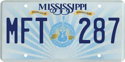 MS license plate MFT287