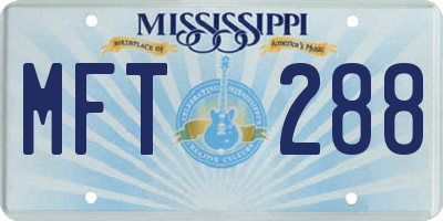 MS license plate MFT288