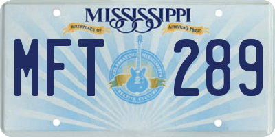 MS license plate MFT289