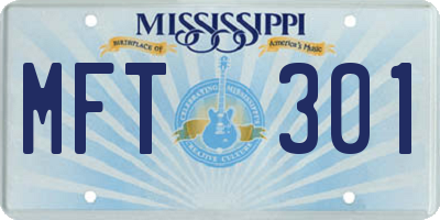 MS license plate MFT301