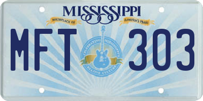 MS license plate MFT303