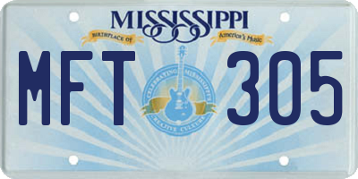 MS license plate MFT305