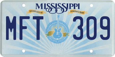 MS license plate MFT309