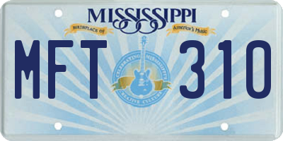 MS license plate MFT310