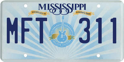 MS license plate MFT311