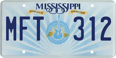 MS license plate MFT312