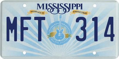 MS license plate MFT314