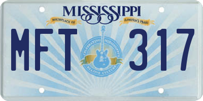 MS license plate MFT317