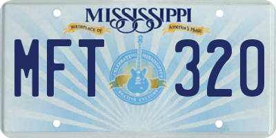 MS license plate MFT320