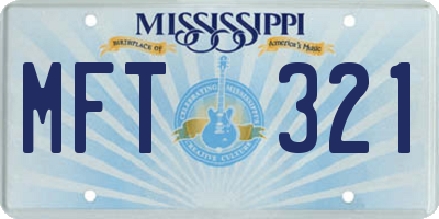 MS license plate MFT321