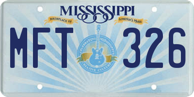 MS license plate MFT326