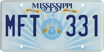MS license plate MFT331