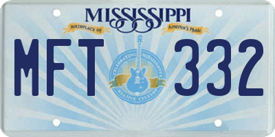 MS license plate MFT332