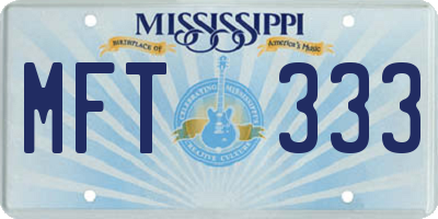 MS license plate MFT333