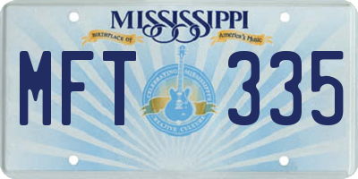 MS license plate MFT335