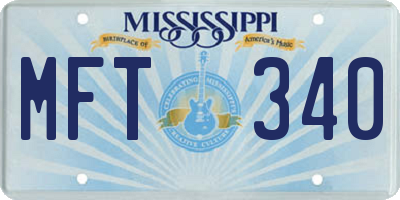 MS license plate MFT340