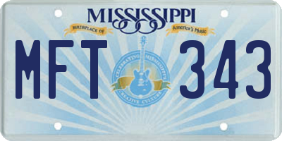 MS license plate MFT343