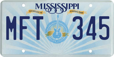 MS license plate MFT345