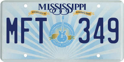 MS license plate MFT349