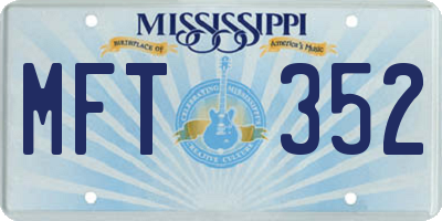 MS license plate MFT352