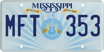 MS license plate MFT353
