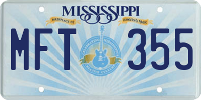 MS license plate MFT355