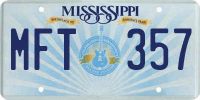 MS license plate MFT357