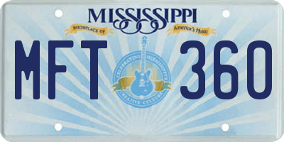 MS license plate MFT360