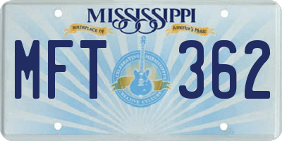 MS license plate MFT362