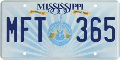 MS license plate MFT365