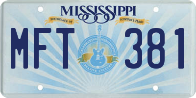 MS license plate MFT381