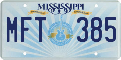 MS license plate MFT385