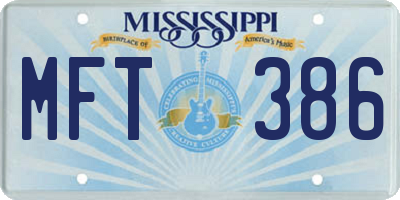 MS license plate MFT386