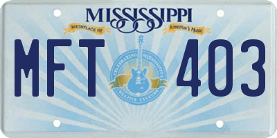 MS license plate MFT403