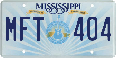 MS license plate MFT404