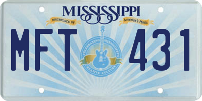 MS license plate MFT431
