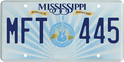 MS license plate MFT445