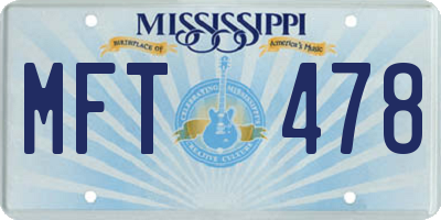 MS license plate MFT478