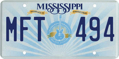 MS license plate MFT494