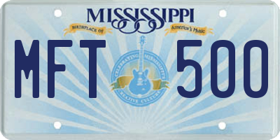 MS license plate MFT500