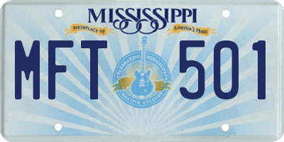MS license plate MFT501