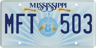 MS license plate MFT503