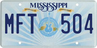 MS license plate MFT504